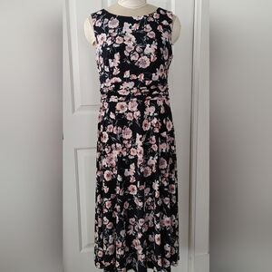 NorthStyle Navy Blue and Pink Floral Sleeveless Dress | Size 10
